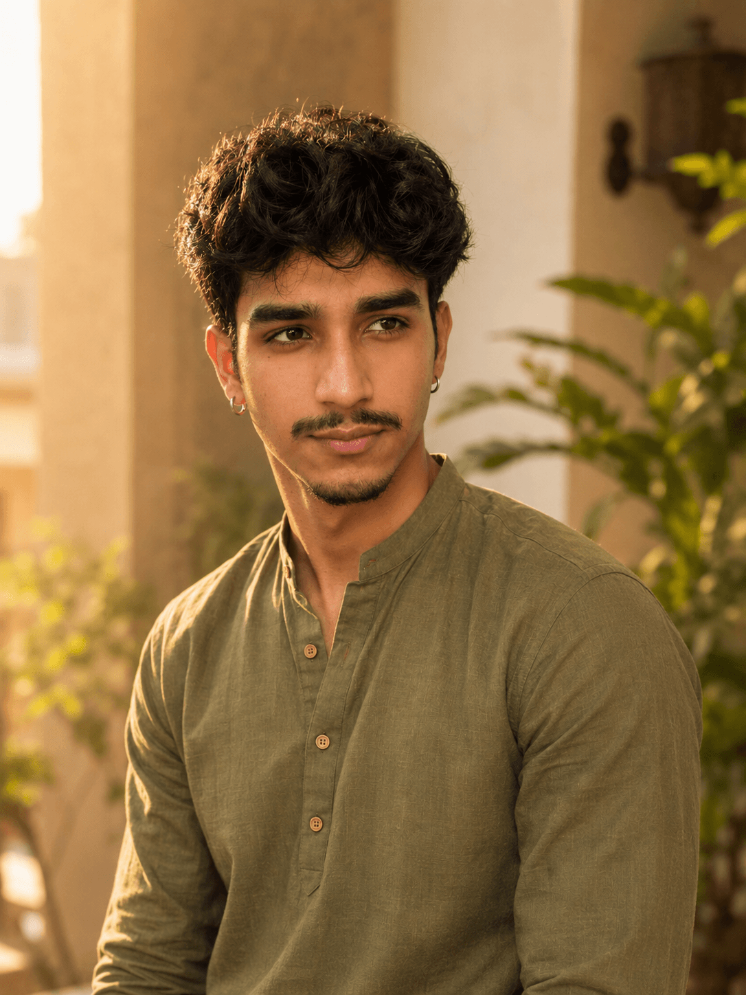 Olive Green Kurta Wedding Portrait AI photo prompt example on PhotoReady