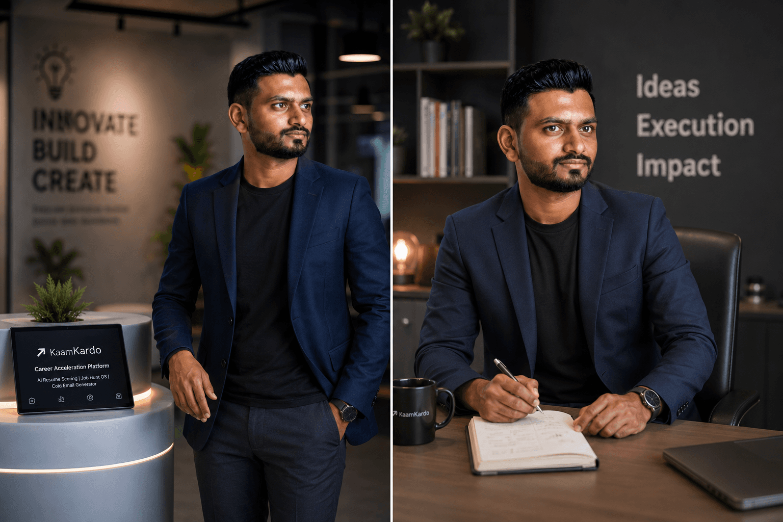 Linkedin profile headshot AI photo prompt example on PhotoReady