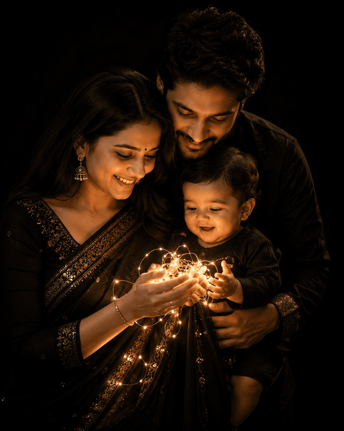 Golden Family Moments AI photo prompt example on PhotoReady