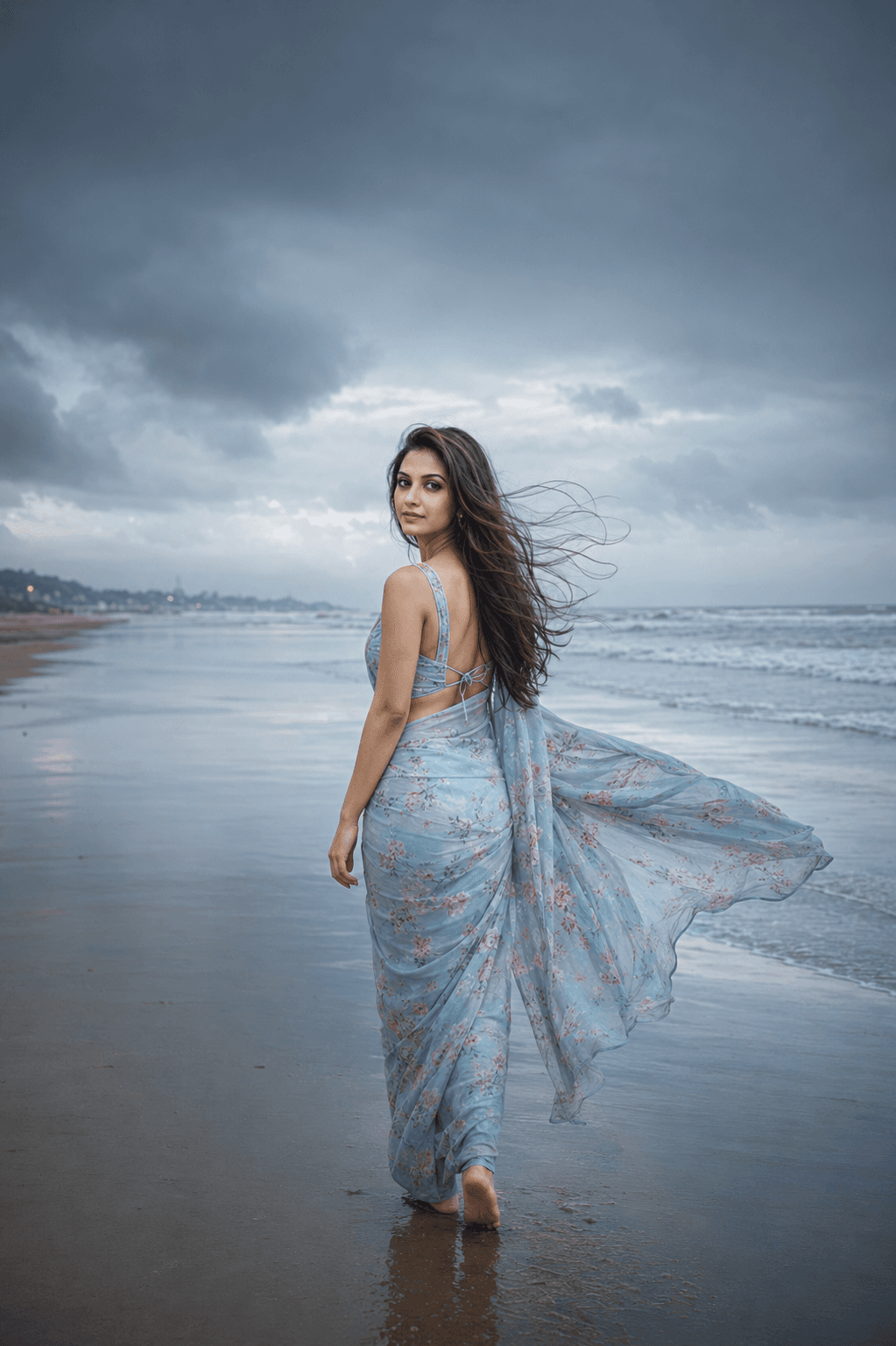 Background detail for Monsoon Saree Beach Portrait