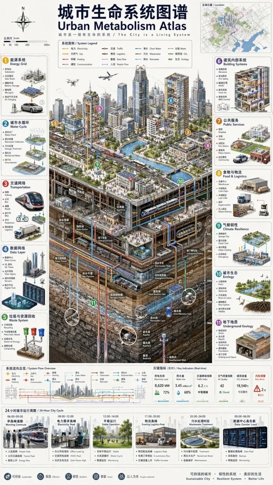 Urban Metabolism Atlas Isometric Cutaway Infographic AI photo prompt example on PhotoReady
