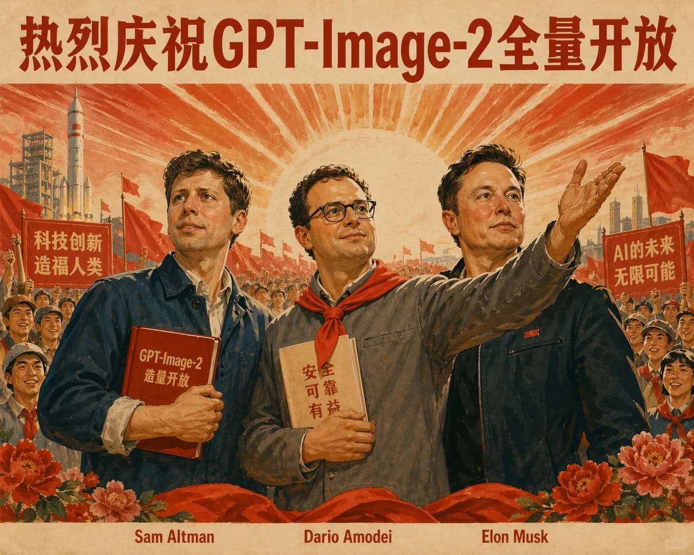 Vintage Propaganda Poster Celebrating AI Release AI photo prompt example on PhotoReady