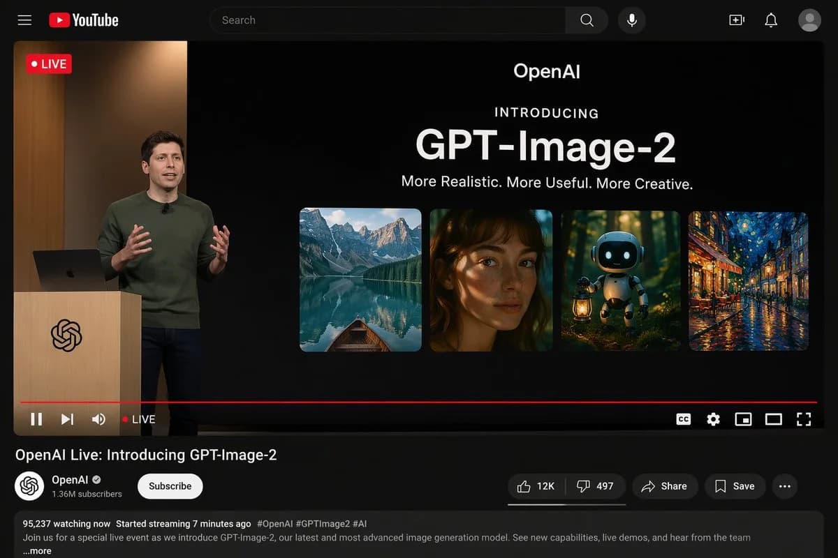 YouTube Desktop Dark Mode Interface Mockup AI photo prompt example on PhotoReady