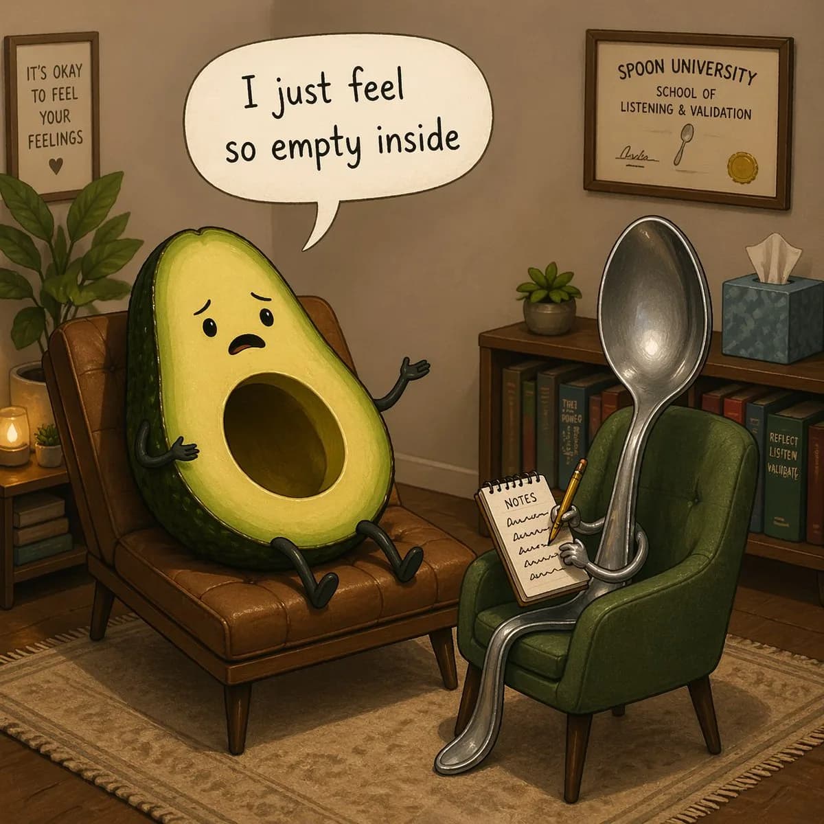 Humorous 3D Cartoon Monster Therapy Session AI photo prompt example on PhotoReady