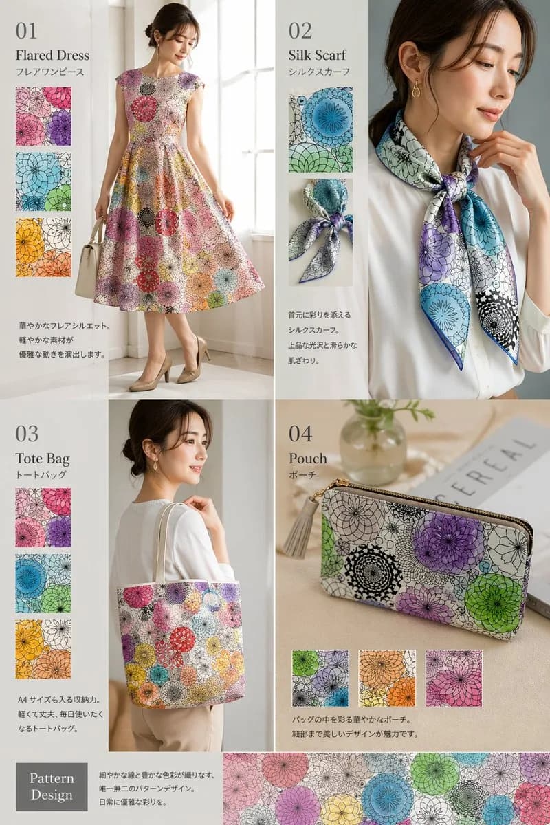 Mandala Pattern Fashion Product Catalog Layout AI photo prompt example on PhotoReady