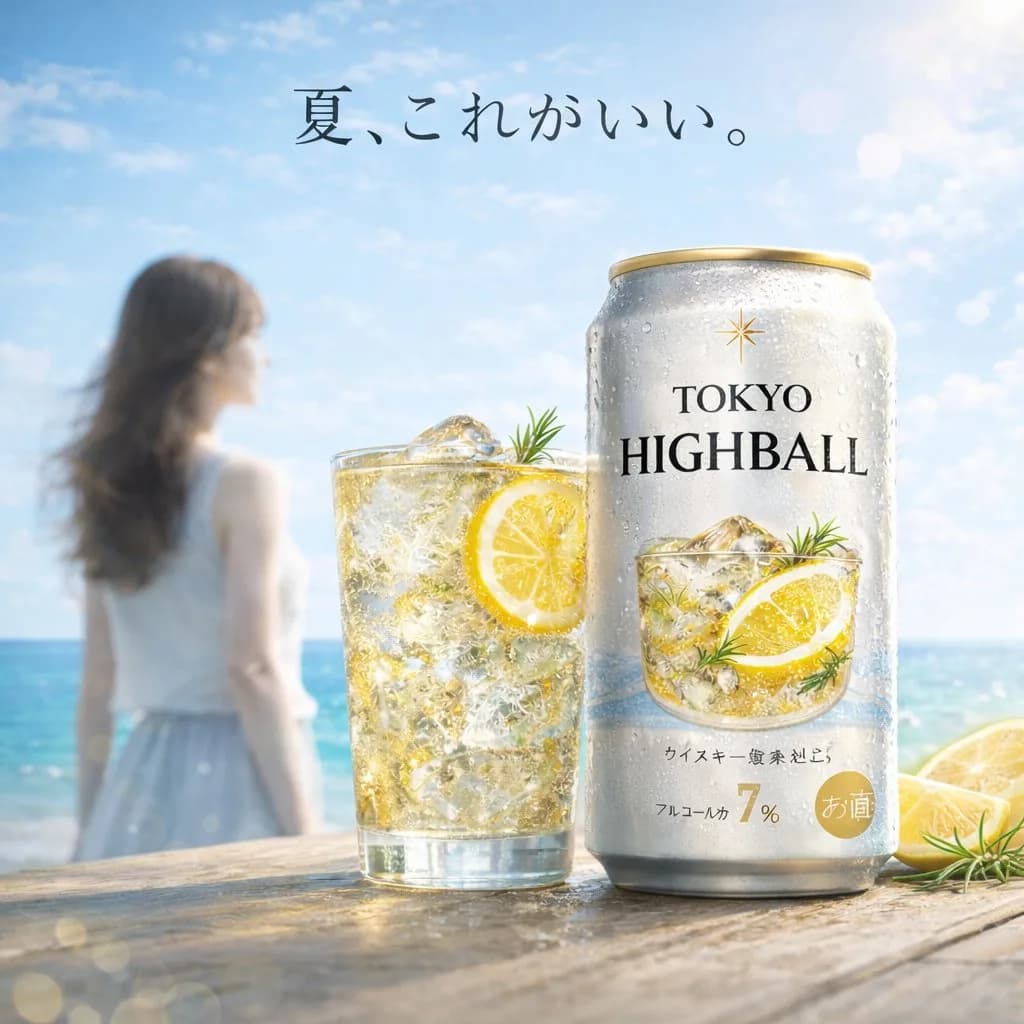 Tokyo Highball Summer Beverage Product Photography AI photo prompt example on PhotoReady