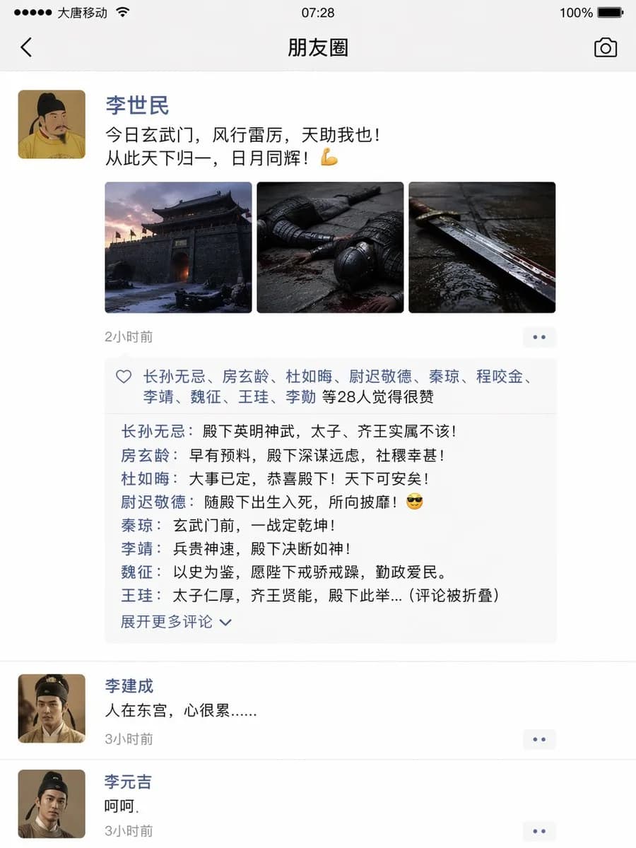 Xuanwu Gate Incident Social Media Feed AI photo prompt example on PhotoReady