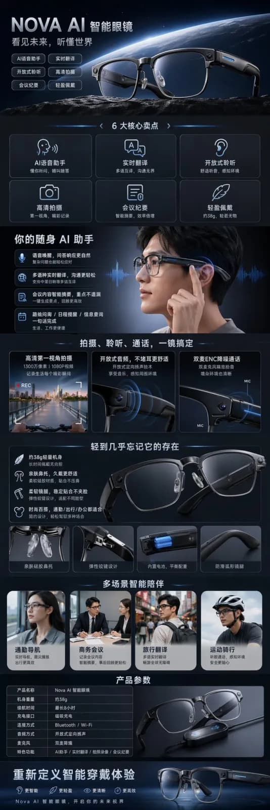 AI Smart Glasses Futuristic Product Showcase AI photo prompt example on PhotoReady