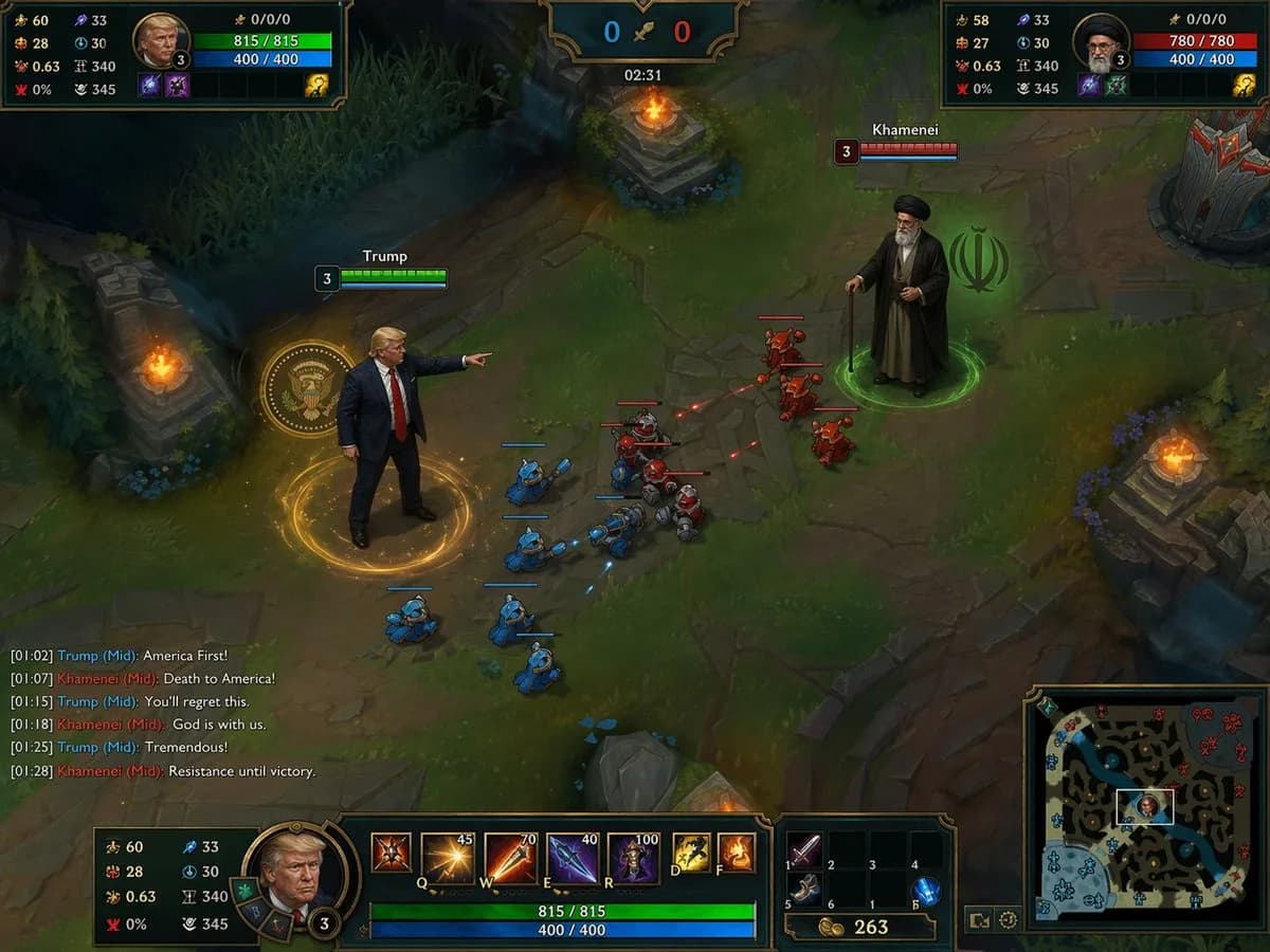 Satirical MOBA Mid-Lane Championship Showdown AI photo prompt example on PhotoReady