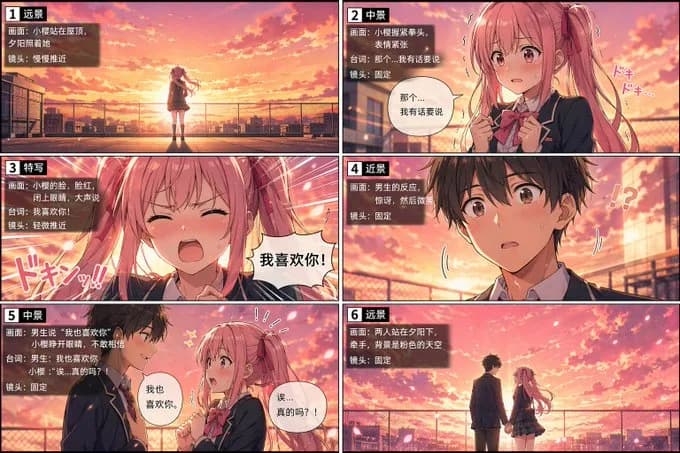 AI Animation Storyboard Sequence Generator UI AI photo prompt example on PhotoReady