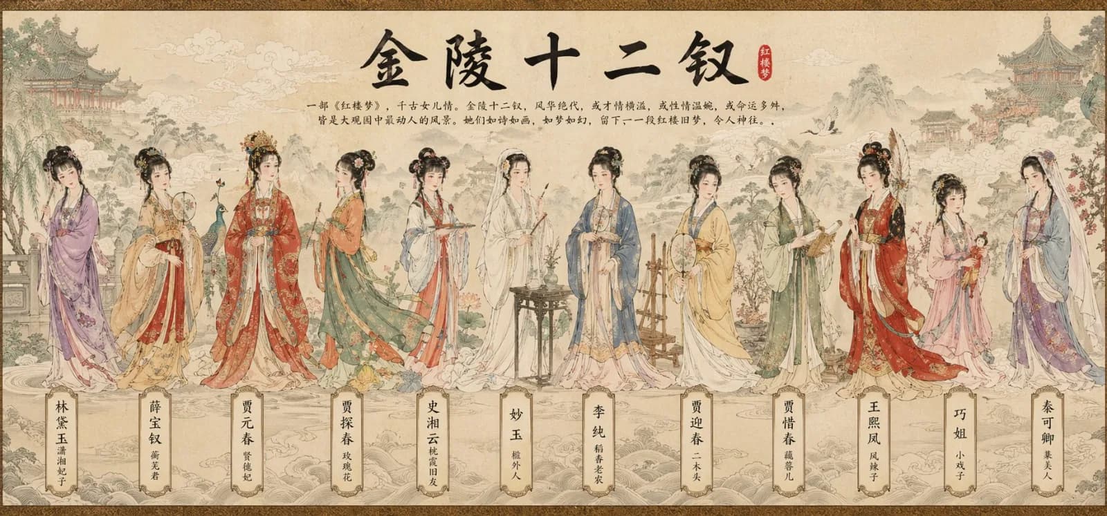 Eight Immortals Traditional Gongbi Scroll Painting AI photo prompt example on PhotoReady