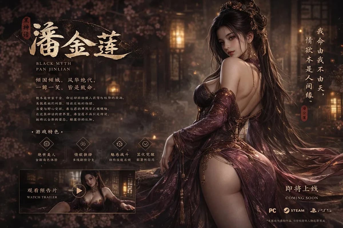 Dark Fantasy Action Game Heroine Cover Artwork AI photo prompt example on PhotoReady