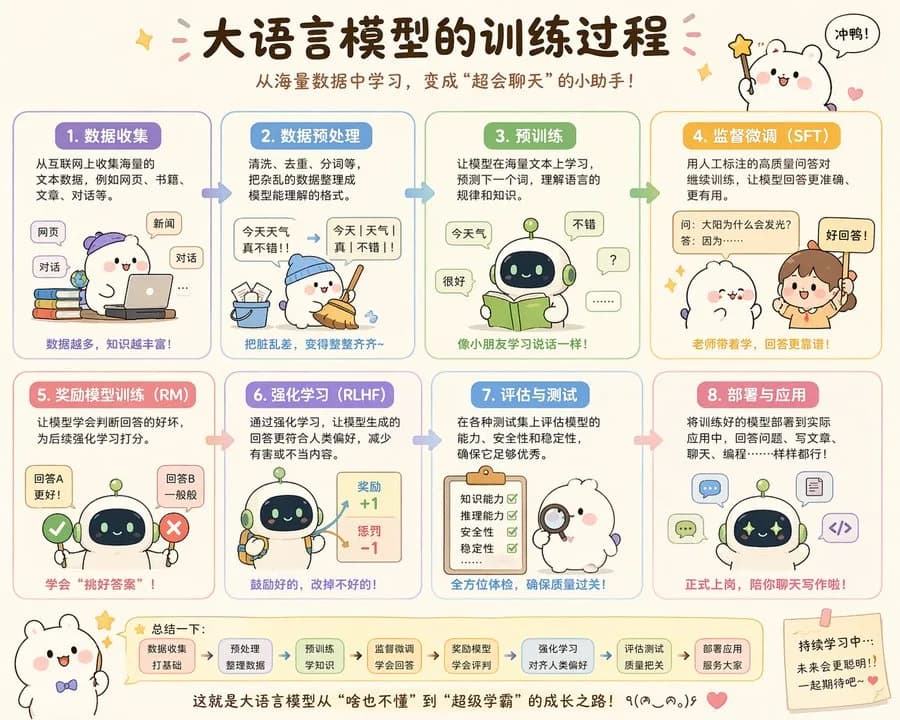 Kawaii Machine Learning LLM Training Diagram AI photo prompt example on PhotoReady