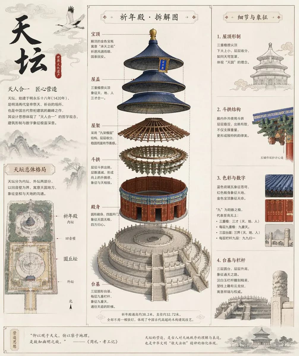 Temple of Heaven Architectural Exploded Diagram AI photo prompt example on PhotoReady