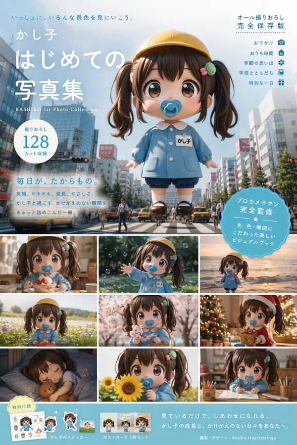 Anime Character Designer Japanese Photobook Spread AI photo prompt example on PhotoReady