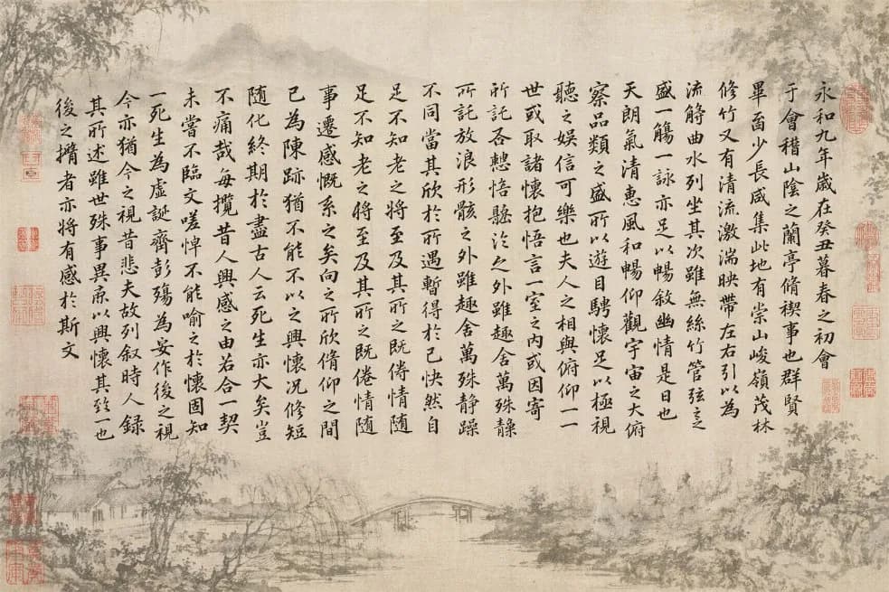 Orchid Pavilion Gathering Classical Calligraphy Scroll AI photo prompt example on PhotoReady