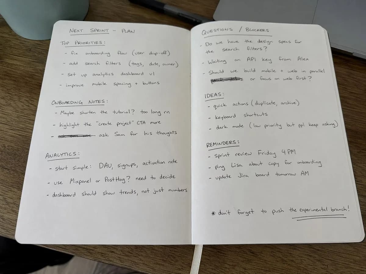 Black Ballpoint Pen Handwritten Notes Journal AI photo prompt example on PhotoReady