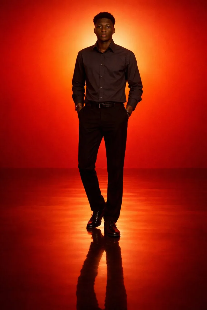 Solitary Silhouette in Orange-Red Gradient AI photo prompt example on PhotoReady