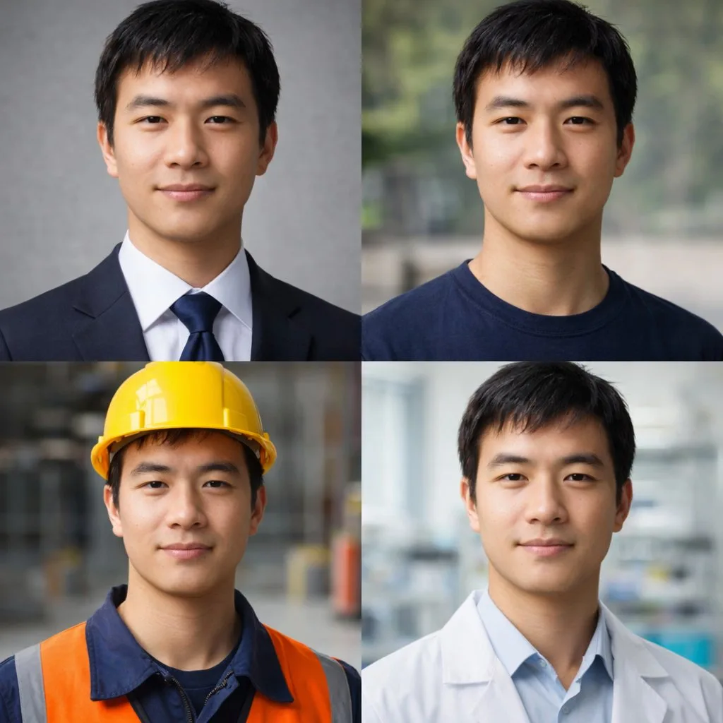 Multi-Profession Four-Quadrant Male Headshot Grid AI photo prompt example on PhotoReady