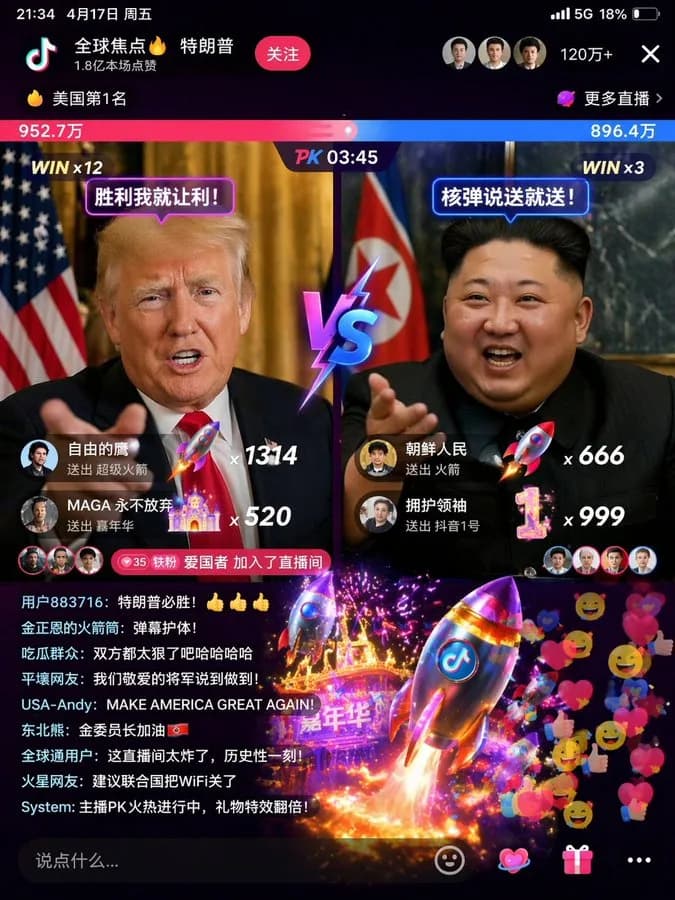 Viral Live Stream Battle Interface AI photo prompt example on PhotoReady