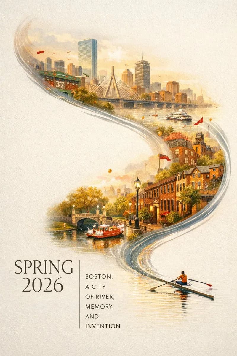 Dreamy Boston Springtime City Poster AI photo prompt example on PhotoReady