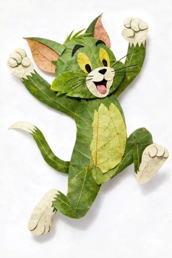 Creative Leaf Collage Botanical Character Portrait AI photo prompt example on PhotoReady