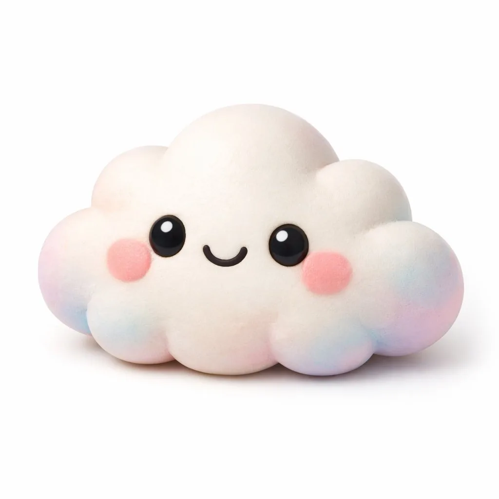 Kawaii Fluffy Cloud 3D Character Toy Render AI photo prompt example on PhotoReady