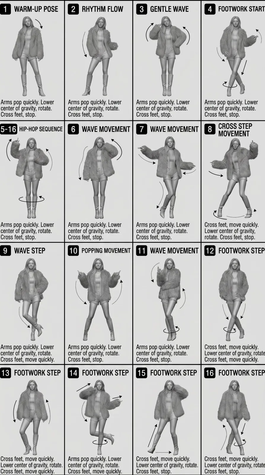 4x4 Action Breakdown Reference Sheet AI photo prompt example on PhotoReady