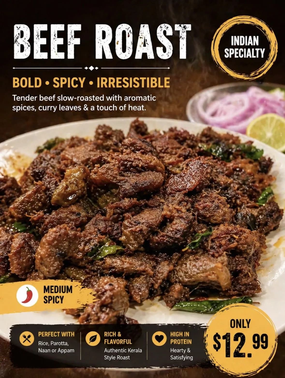 Revamped Indian Restaurant Menu Promotional Image AI photo prompt example on PhotoReady