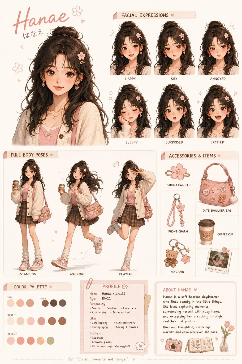 Cute Female Character Design Sheet AI photo prompt example on PhotoReady