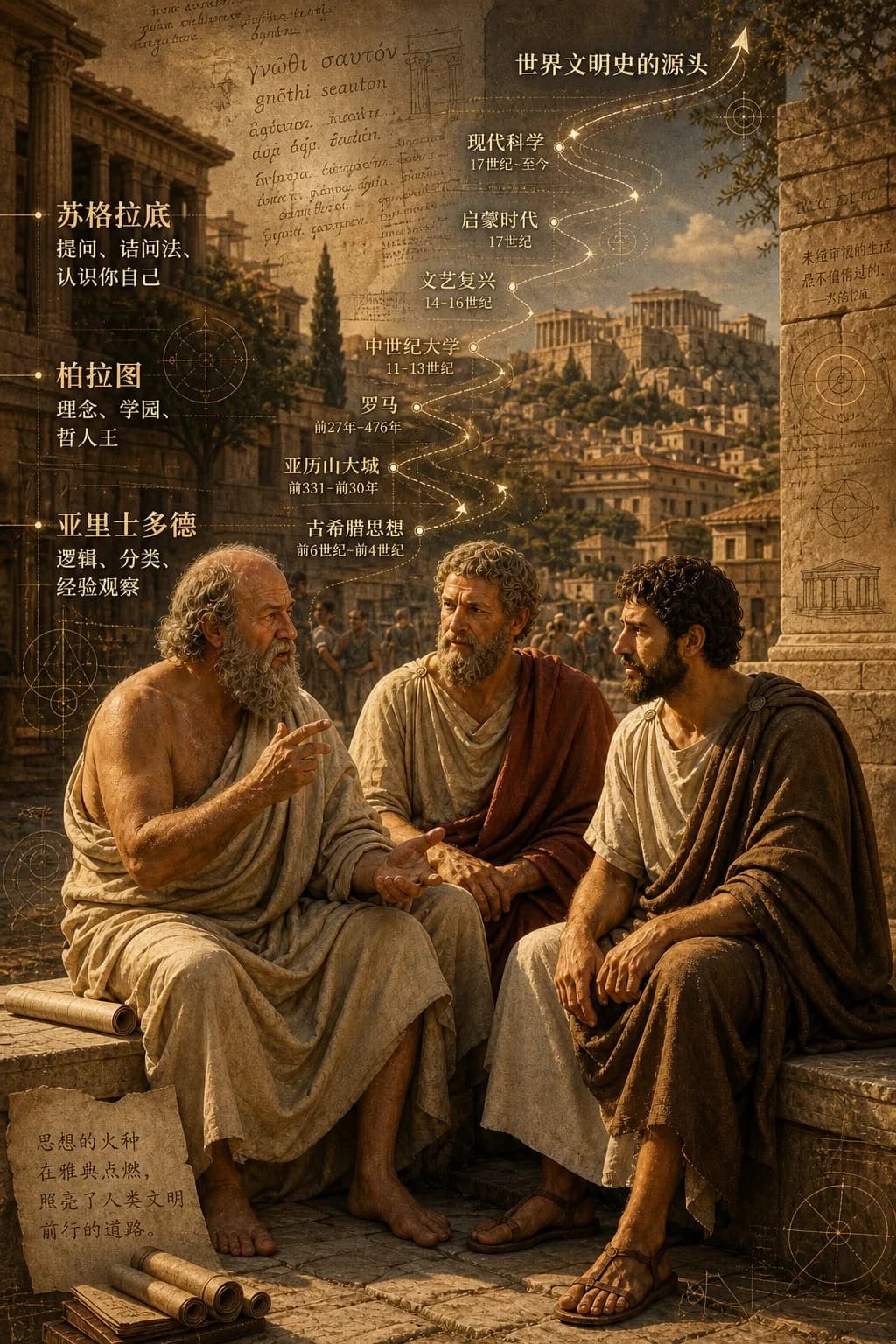 Timeline City Map of Ancient Greek Philosophers AI photo prompt example on PhotoReady