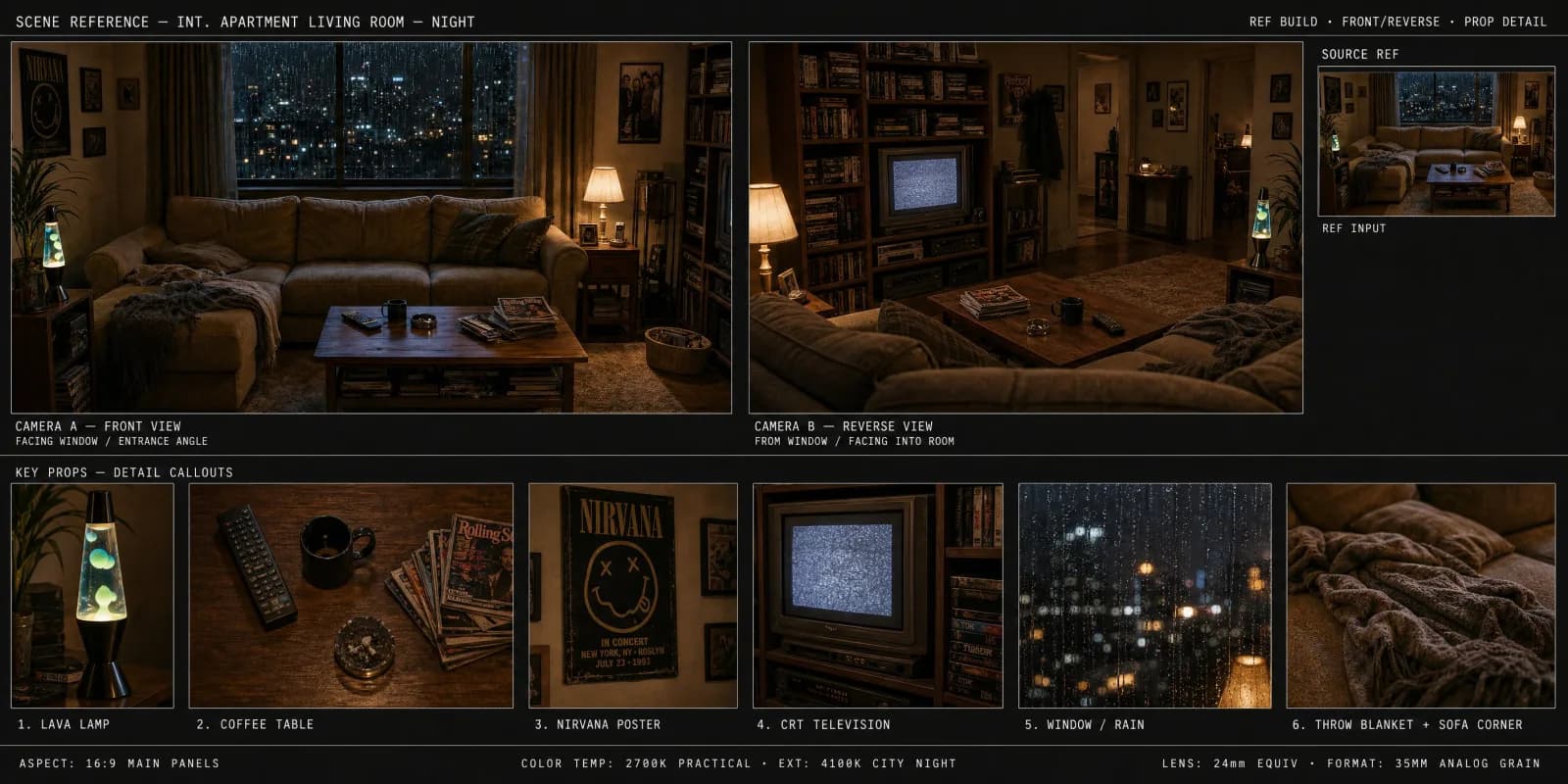 90s Apartment Scene Reference Board AI photo prompt example on PhotoReady