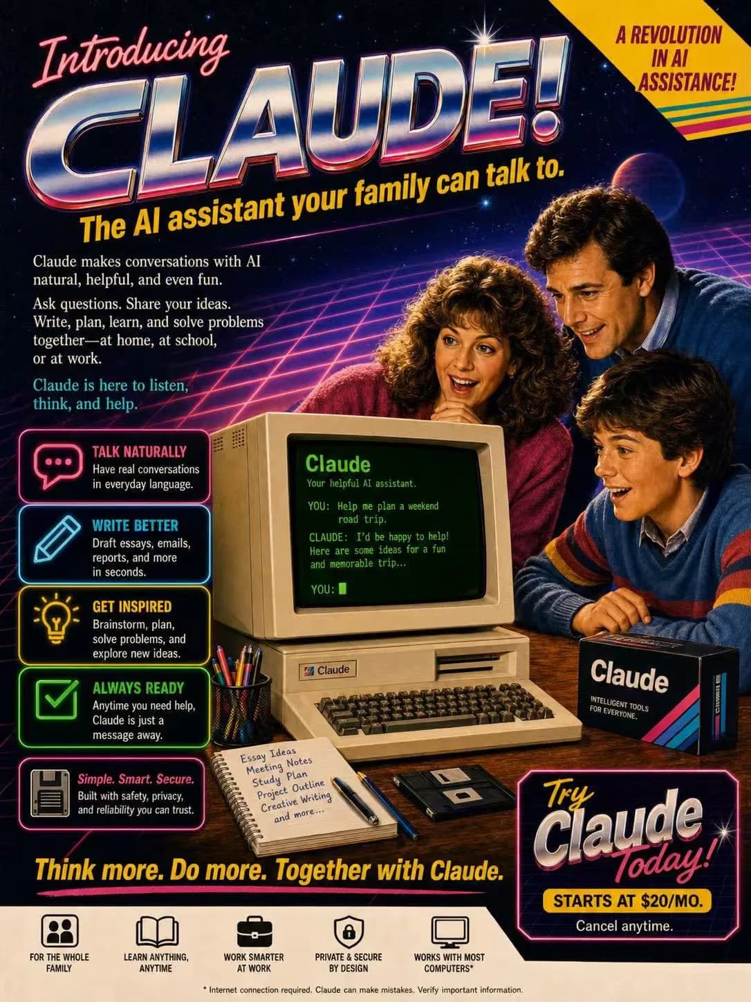 1980s Claude Retro Magazine Advertisement AI photo prompt example on PhotoReady