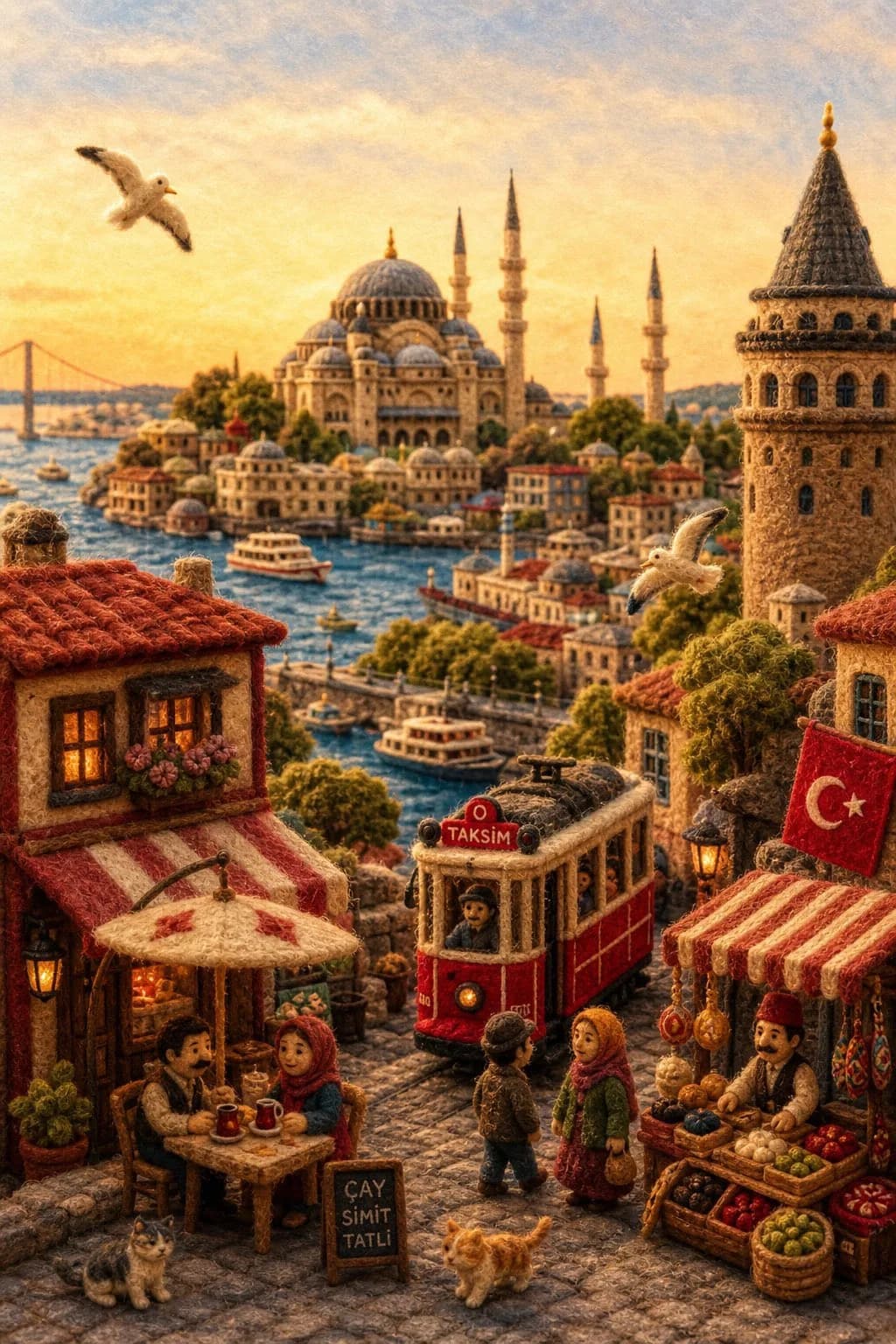 Miniature Felt Diorama of a Country AI photo prompt example on PhotoReady