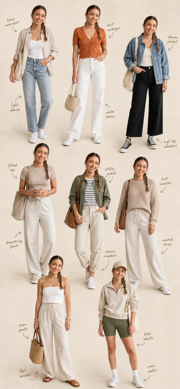 Eight Casual Outfit Editorial Collage AI photo prompt example on PhotoReady