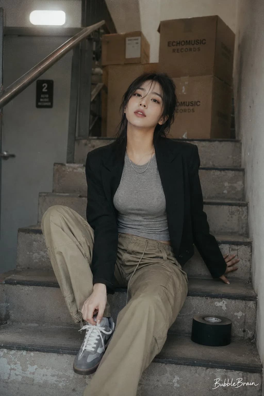 Cinematic Portrait of a Korean Female Idol AI photo prompt example on PhotoReady