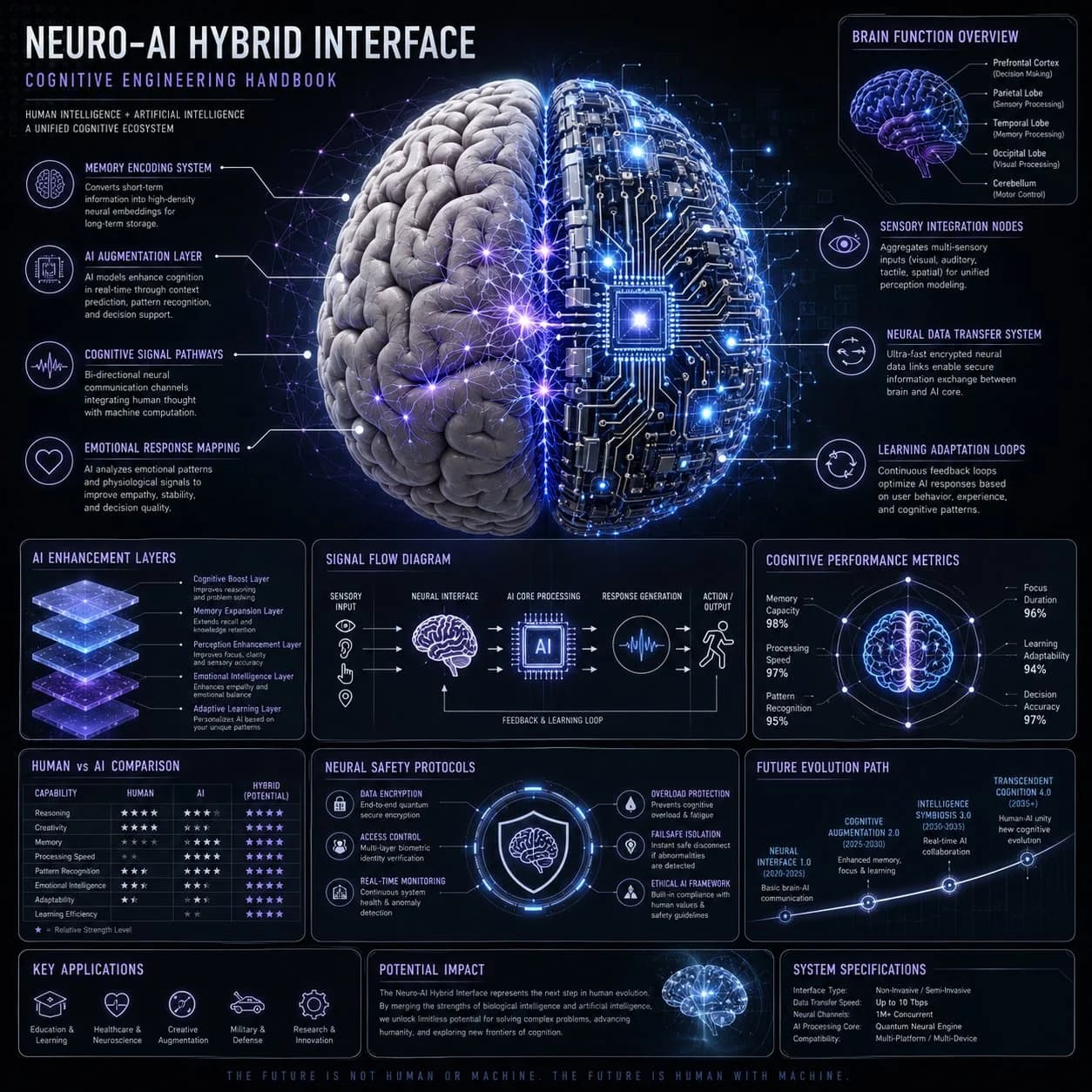 Neuro-AI Hybrid System Infographic AI photo prompt example on PhotoReady