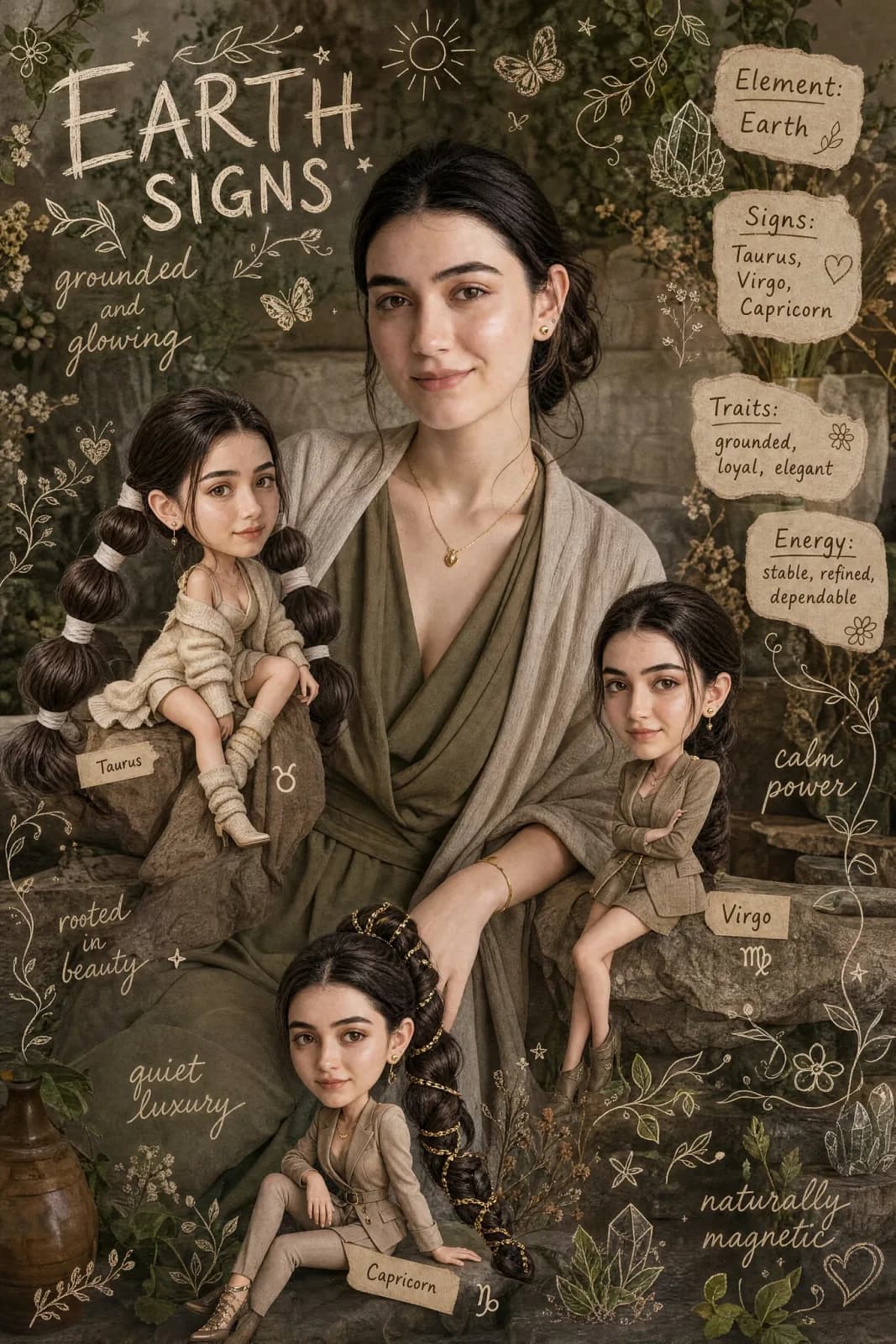 Earth Signs Character Scrapbook AI photo prompt example on PhotoReady