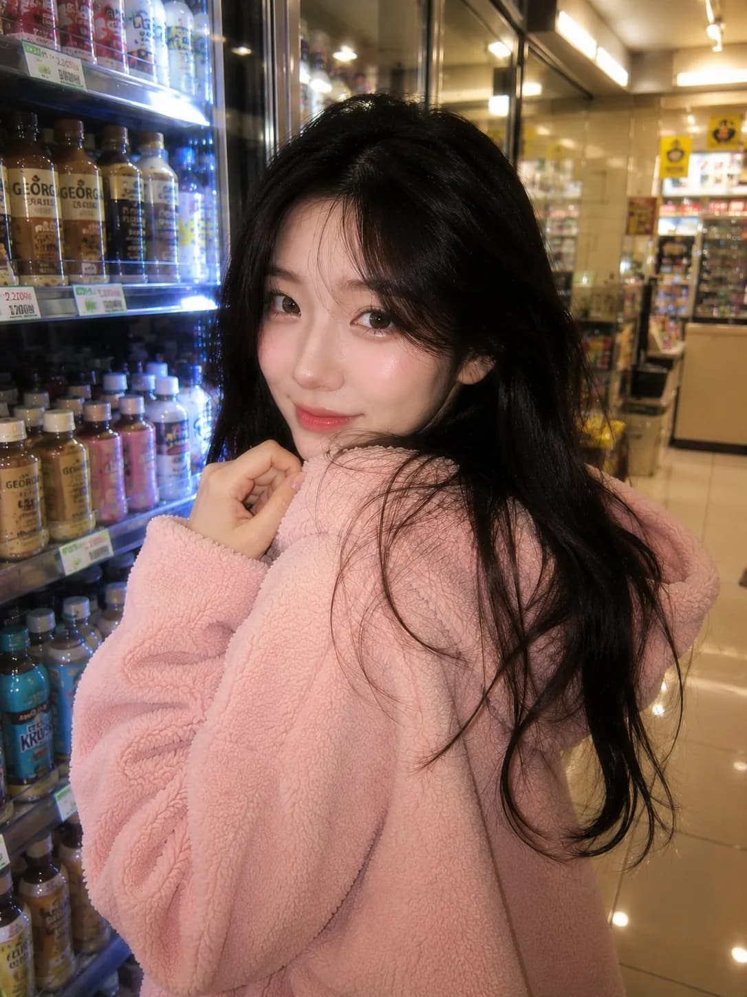 Cozy Korean Convenience Store Portrait AI photo prompt example on PhotoReady
