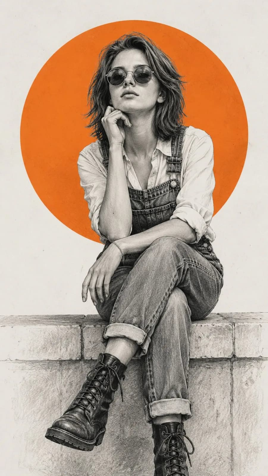 Stylish Woman Pencil Sketch Illustration AI photo prompt example on PhotoReady