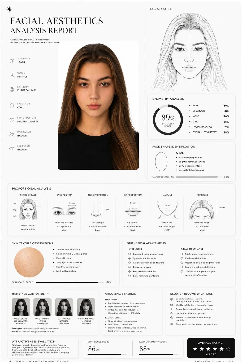 Luxury Facial Aesthetics Analysis Report AI photo prompt example on PhotoReady
