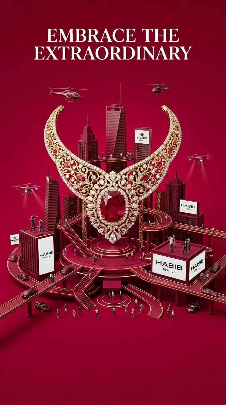 Luxury Jewelry Miniature City Advertising Poster AI photo prompt example on PhotoReady