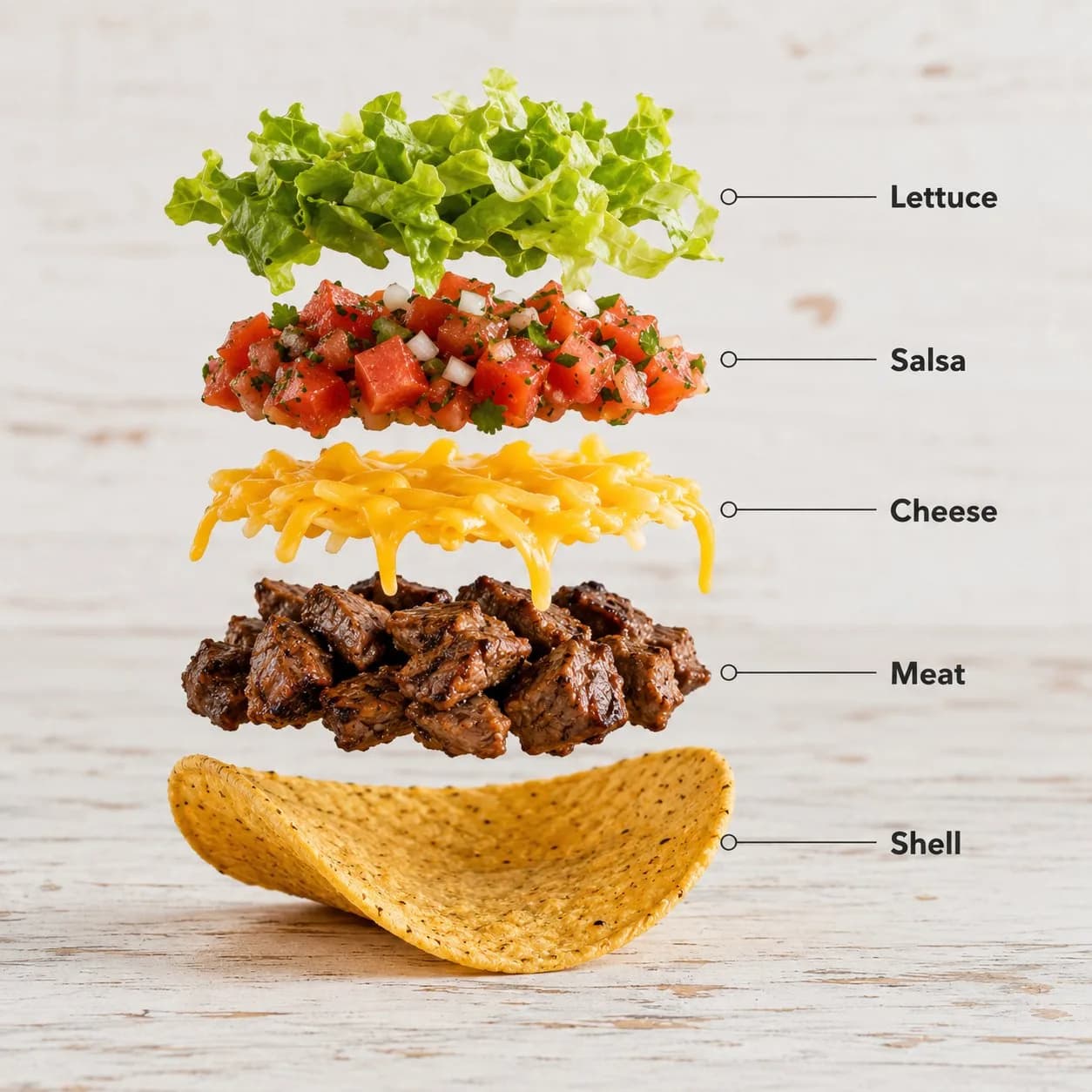 Exploded Taco Infographic Composition AI photo prompt example on PhotoReady