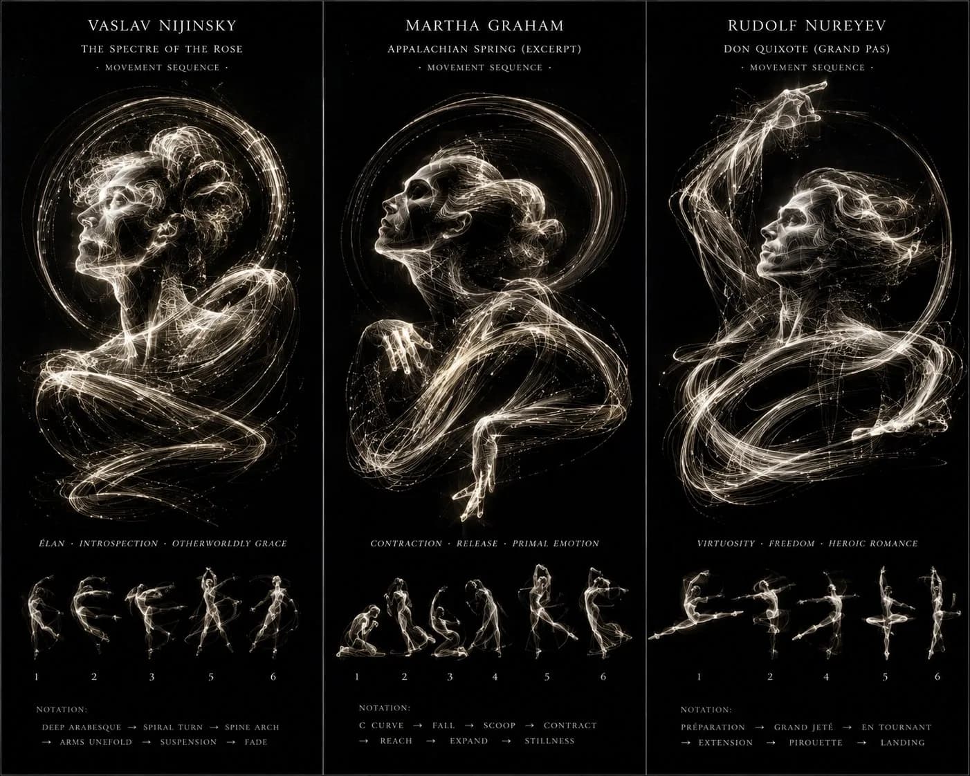 Motion Trail Dancer Light Painting Poster AI photo prompt example on PhotoReady