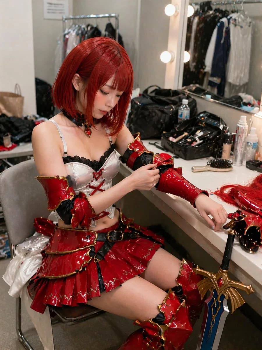 Backstage Dressing Room Intimate Film Portrait AI photo prompt example on PhotoReady