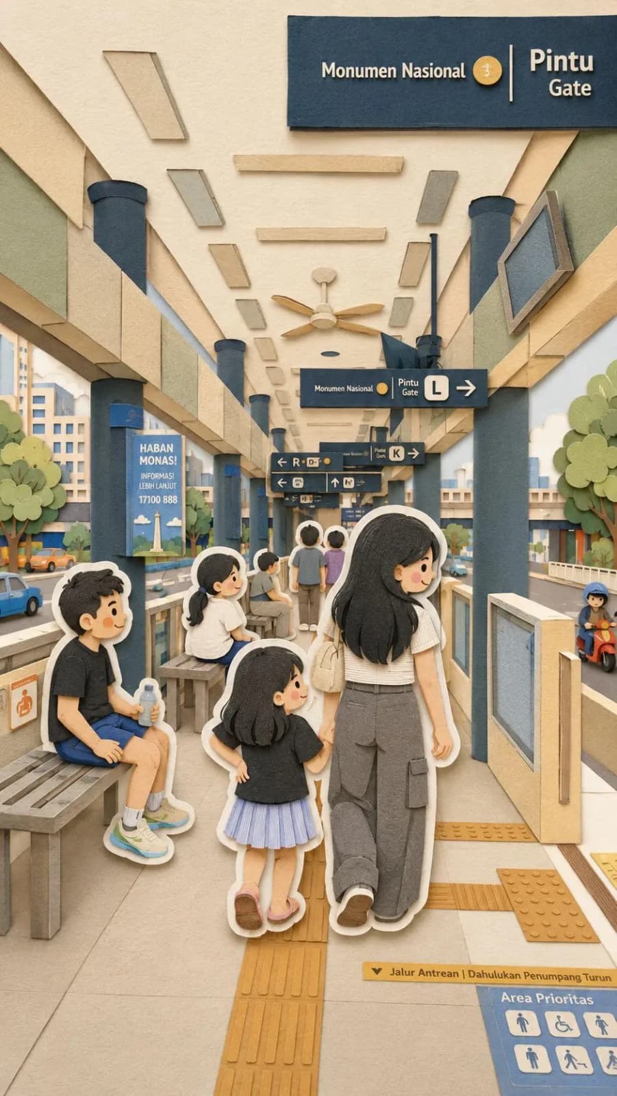Kawaii Family Travel Collage Art AI photo prompt example on PhotoReady