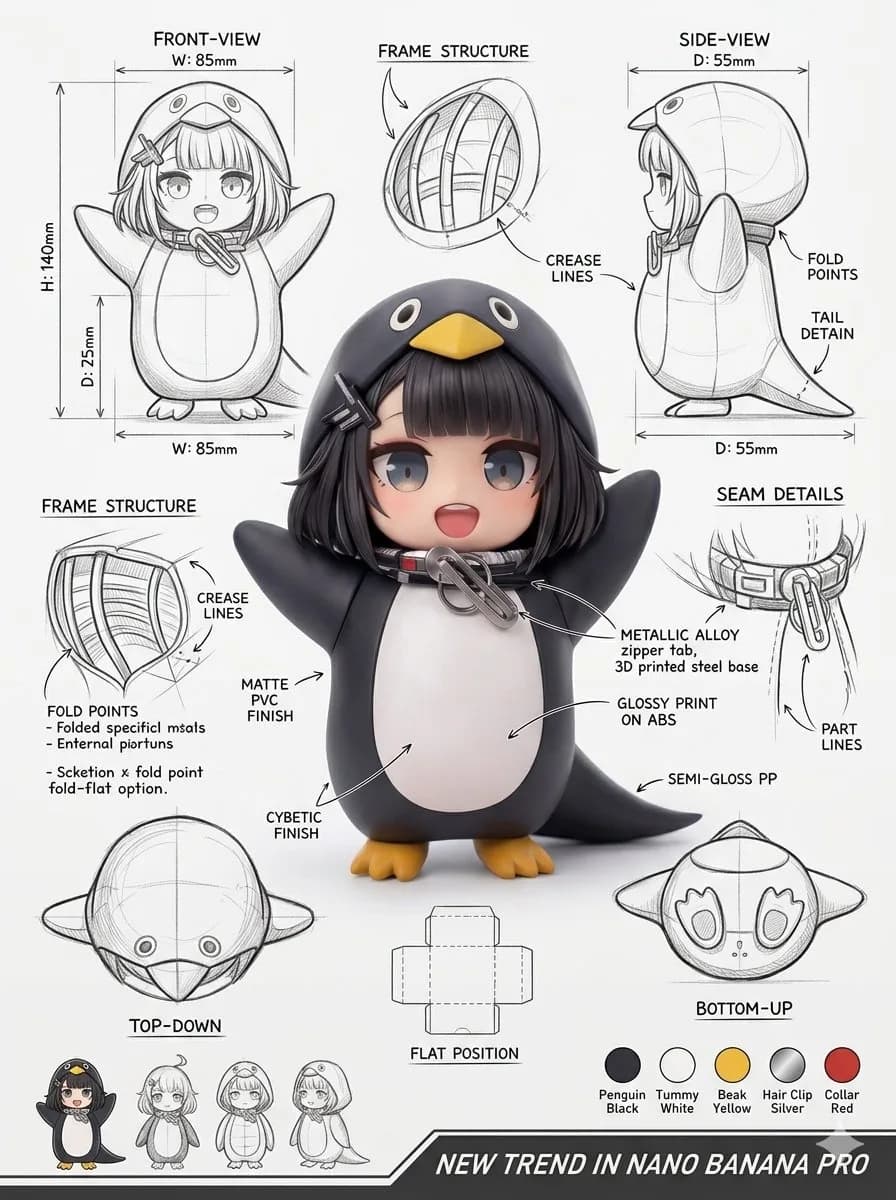 Penguin Shaped Packaging Design Sheet AI photo prompt example on PhotoReady