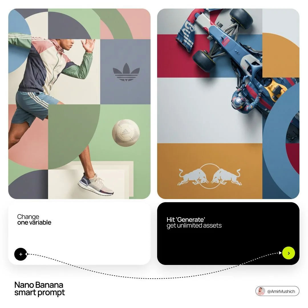 Layered Brand Editorial Poster Design AI photo prompt example on PhotoReady