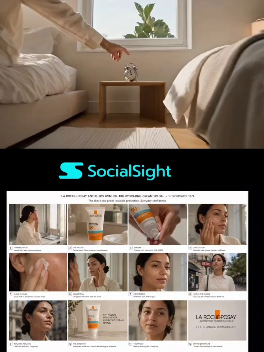French Pharmacy Skincare Commercial Storyboard Cover AI photo prompt example on PhotoReady