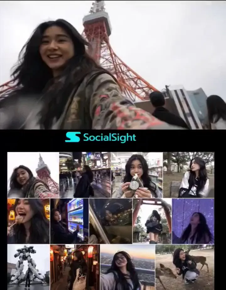 Tokyo Travel Vlogger's Candid Moments Collage AI photo prompt example on PhotoReady